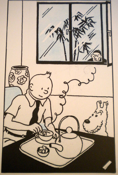 Tintin Drinking Tea